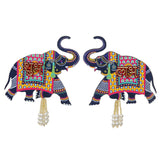 Load image into Gallery viewer, Webelkart Premium Elephant Designer Set of 2 with Shubh Labh Wall Hanging for Diwali Decoration| Wall Decor |Temple Decor Wall Hanging |Pooja and Home Decor Hanging (5.5&quot; Inches)