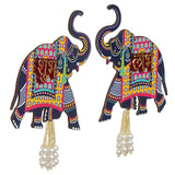 Load image into Gallery viewer, Webelkart Premium Elephant Designer Set of 2 with Shubh Labh Wall Hanging for Diwali Decoration| Wall Decor |Temple Decor Wall Hanging |Pooja and Home Decor Hanging (5.5&quot; Inches)