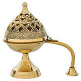 गैलरी व्यूवर में इमेज लोड करें, Webelkart Antique Brass Gold Dhoop Dani |Loban Dani |Aarti Brass Dani/Dhoop Dani Burner for Home Decor|Dhoop Batti Stand with Handle (5&quot; Inches)