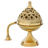 गैलरी व्यूवर में इमेज लोड करें, Webelkart Antique Brass Gold Dhoop Dani |Loban Dani |Aarti Brass Dani/Dhoop Dani Burner for Home Decor|Dhoop Batti Stand with Handle (5&quot; Inches)