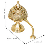 गैलरी व्यूवर में इमेज लोड करें, Webelkart Antique Brass Gold Dhoop Dani Stand with Handle |Loban Dani Aarti Brass Dani/Dhoop Dani Burner for Home Office Decor|Dhoop Batti Stand (6&quot; Inches) Incense Holder Burner for Home