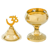 Load image into Gallery viewer, Webelkart Premium Brass Diya with Cap for Diwali Decor |Oil Puja Lamp for Aarti Diya|Deepak Oil Lamp for Home Decor Temple Pooja Articles( Brass 4.72&quot; Inhes ) Diwali Decor Item