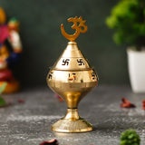 Load image into Gallery viewer, Webelkart Premium Brass Diya with Cap for Diwali Decor |Oil Puja Lamp for Aarti Diya|Deepak Oil Lamp for Home Decor Temple Pooja Articles( Brass 4.72&quot; Inhes ) Diwali Decor Item