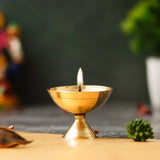 Load image into Gallery viewer, Webelkart Premium Small Brass Set of 3 Oil Lamp Diya for Diwali Decor |Aarti Diya|Deepak Oil Lamp for Home and Pooja Decoratoin ( Brass 2.16&quot; Inhes ) Temple Articles