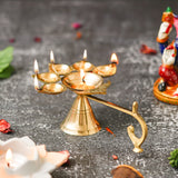 Load image into Gallery viewer, Webelkart Premium Brass Panch Diya Set for Diwali Decor |Oil Lamp for Aarti Diya|Aarti Deepak Oil Lamp for Home Decor ( Brass 6&quot; Inhes )