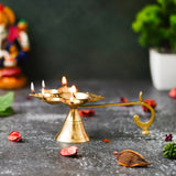 Load image into Gallery viewer, Webelkart Premium Brass Panch Diya Set for Diwali Decor |Oil Lamp for Aarti Diya|Aarti Deepak Oil Lamp for Home Decor ( Brass 6&quot; Inhes )