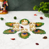 Load image into Gallery viewer, Webelkart Premium Handmade Mor Pankh Tealight Candle Holder for Diwali Decoratoin|Tealight Candles for Rangoli Decoration| Diwali Gifting Items (4.5&quot; Inches Set of 6)