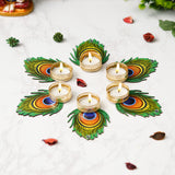 Load image into Gallery viewer, Webelkart Premium Handmade Mor Pankh Tealight Candle Holder for Diwali Decoratoin|Tealight Candles for Rangoli Decoration| Diwali Gifting Items (4.5&quot; Inches Set of 6)