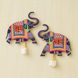 Load image into Gallery viewer, Webelkart Premium Elephant Designer Set of 2 with Shubh Labh Wall Hanging for Diwali Decoration| Wall Decor |Temple Decor Wall Hanging |Pooja and Home Decor Hanging (5.5&quot; Inches)