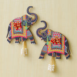 Load image into Gallery viewer, Webelkart Premium Elephant Designer Set of 2 with Shubh Labh Wall Hanging for Diwali Decoration| Wall Decor |Temple Decor Wall Hanging |Pooja and Home Decor Hanging (5.5&quot; Inches)