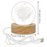 Load image into Gallery viewer, Webelkart Premium 3D Crystal Moon Lamp Night Light for Home Decor/Crystal Ball Night Light with Warm White Dimmable LED with Wooden Base/USB Table LED Lamp,Gift for Valentine (Cute Rose)