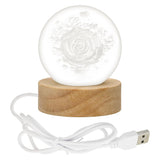 Load image into Gallery viewer, Webelkart Premium 3D Crystal Moon Lamp Night Light for Home Decor/Crystal Ball Night Light with Warm White Dimmable LED with Wooden Base/USB Table LED Lamp,Gift for Valentine (Cute Rose)