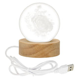 Load image into Gallery viewer, Webelkart Premium 3D Crystal Moon Lamp Night Light for Home Decor/Crystal Ball Night Light with Warm White Dimmable LED with Wooden Base/USB Table LED Lamp,Gift for Valentine (Cute Rose)