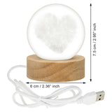 Load image into Gallery viewer, Webelkart Premium 3D Crystal Heart Moon Lamp Night Light for Home Decor/Crystal Ball Night Light with Warm White Dimmable LED with Wooden Base/USB Table LED Lamp,Gift for Valentine (Heart Shape)