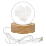 Load image into Gallery viewer, Webelkart Premium 3D Crystal Heart Moon Lamp Night Light for Home Decor/Crystal Ball Night Light with Warm White Dimmable LED with Wooden Base/USB Table LED Lamp,Gift for Valentine (Heart Shape)