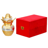 Load image into Gallery viewer, Webelkart Premium Gold Plated Pooja Kalash with Coconut for Pooja Decor with Red Velvet Box/Swastik Kalash for Puja Temple Home Decorative Item/Diwali Gift Item/mangal Kalash (Gold)