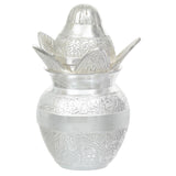 Load image into Gallery viewer, Webelkart Premium Silver Plated Pooja Kalash with Coconut for Pooja Decor with Red Velvet Box/Swastik Kalash for Puja Temple Home Decorative Item/Diwali Gift Item/mangal Kalash (Silver)