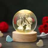 Load image into Gallery viewer, Webelkart Premium 3D Crystal Moon Lamp Night Light for Home Decor/Crystal Ball Night Light with Warm White Dimmable LED with Wooden Base/USB Table LED Lamp,Gift for Valentine (Cute Couple)