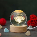 Load image into Gallery viewer, Webelkart Premium 3D Crystal Moon Lamp Night Light for Home Decor/Crystal Ball Night Light with Warm White Dimmable LED with Wooden Base/USB Table LED Lamp,Gift for Valentine (Cute Rose)