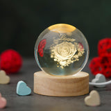 Load image into Gallery viewer, Webelkart Premium 3D Crystal Moon Lamp Night Light for Home Decor/Crystal Ball Night Light with Warm White Dimmable LED with Wooden Base/USB Table LED Lamp,Gift for Valentine (Cute Rose)