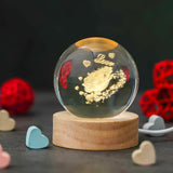 Load image into Gallery viewer, Webelkart Premium 3D Crystal Moon Lamp Night Light for Home Decor/Crystal Ball Night Light with Warm White Dimmable LED with Wooden Base/USB Table LED Lamp,Gift for Valentine (Cute Rose)