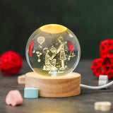 Load image into Gallery viewer, Webelkart Teddy 3D Crystal Couple Moon Lamp Night Light for Home Decor/Crystal Ball Night Light with Warm White Dimmable LED lamp for Home (Purpose Couple)