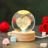 Load image into Gallery viewer, Webelkart Premium 3D Crystal Heart Moon Lamp Night Light for Home Decor/Crystal Ball Night Light with Warm White Dimmable LED with Wooden Base/USB Table LED Lamp,Gift for Valentine (Heart Shape)