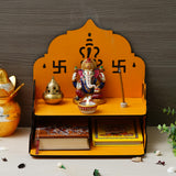 Load image into Gallery viewer, Webelkart Antique Ganesha Ji Wooden Beautiful Temple for Home Decor,MDF Temple with Book Drow/Pooja Mandir for Home/Office/Wall Mounted Temple Home Temple (11.61 x 1.23 x 29.5 Inches)