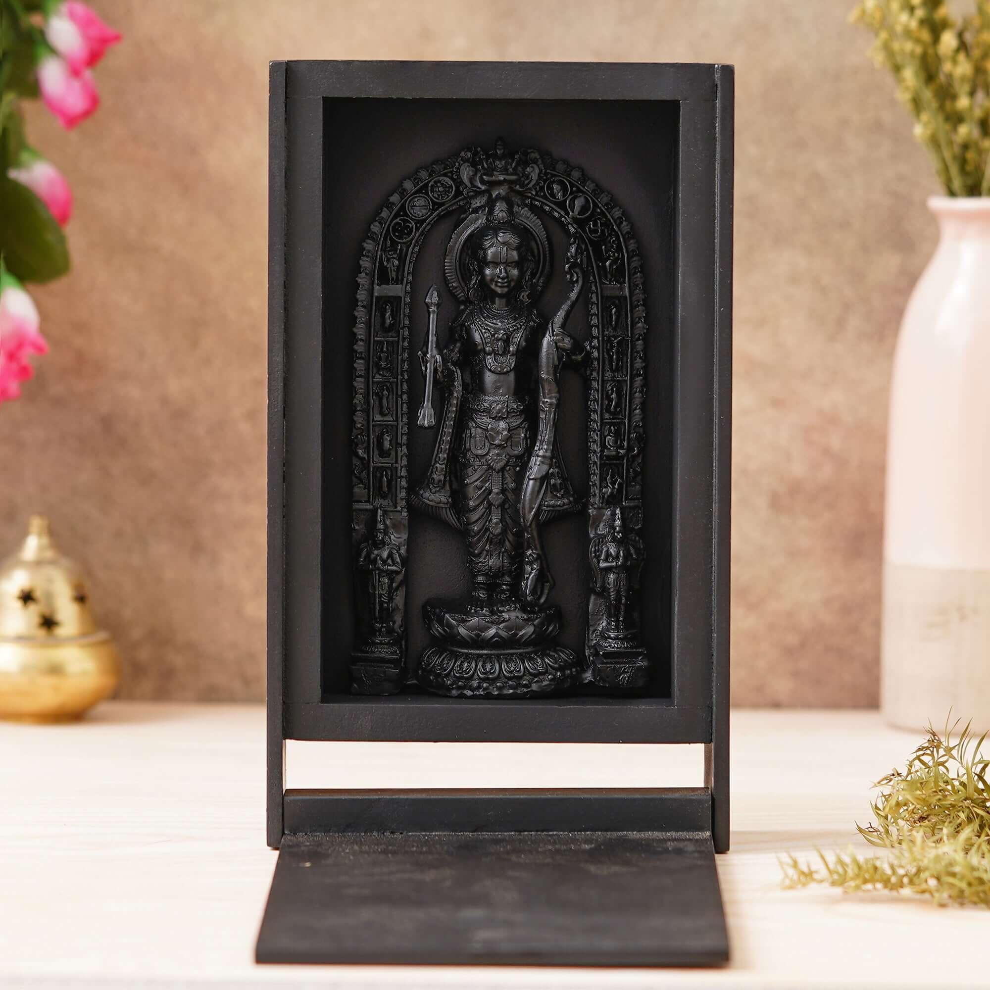 JaipurCrafts Antique Lord Ayodhya Ram Idol Murti Showpiece | Ram ji ki Murti Lalla Statue in Ayodhya Mandir for Home and Office Decor -Full Black