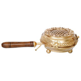 गैलरी व्यूवर में इमेज लोड करें, JaipurCrafts Premium Metal Incense Burne rbutterfly Loban Dani Dhoop Dani Aarti Metal Loban Dhoop Dani/Dhoop Dani Burner for Home Office Temple Puja (Round) Metal,Gold - 10.5 inches