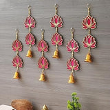 Load image into Gallery viewer, JaipurCrafts Pink Lotus Wall Hanging |Lotus Back Drop Hanging | Wall Decor |Temple Decor Wall Hanging Home and Office Decor (Wood Set of 6) 14&quot; Inches - JaipurCrafts