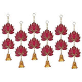 Load image into Gallery viewer, JaipurCrafts  Pink Lotus Wall Hanging |Lotus Back Drop Hanging | Wall Decor |Temple Decor Wall Hanging Home and Office Decor (Wood Set of 6) 14&quot; Inches-JaipurCrafts