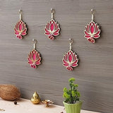 Load image into Gallery viewer, JaipurCrafts Premium Lotus Wall Hanging |Lotus Back Drop Hanging | ganpati Decoration Wall Hanging Home and Office Decor (Wood Set of 5) 6&quot; Inches