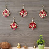 Load image into Gallery viewer, JaipurCrafts Premium Lotus Wall Hanging |Lotus Back Drop Hanging | ganpati Decoration Wall Hanging Home and Office Decor (Wood Set of 5) 6&quot; Inches