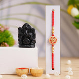 Load image into Gallery viewer, JaipurCrafts Premium Single Rakhi For Brother And Bhabhi With Ram lalla Idol Statue for Home And Car Dashboard- Rakhi Gift Combos