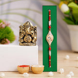 Load image into Gallery viewer, JaipurCrafts New Single Rakhi For Bhaiya and Bhabhi With Ganesha Idol Statue For Car Dashboard - Rakhi For Brother And Bhabhi - Rakhi Gift Combos-JaipurCrafts