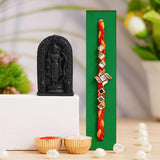 गैलरी व्यूवर में इमेज लोड करें, JaipurCrafts Premium Combo Of Single Rakhi For Brother And Bhabhi With Ram lalla Idol Statue for Home And Car Dashboard- Rakhi Gift Combos