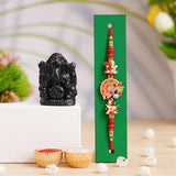 Load image into Gallery viewer, JaipurCrafts Premium Combo Of Single Rakhi For Brother And Bhabhi With Ganesha Idol Statue for Home And Car Dashboard- Rakhi Gift Combos