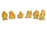 Load image into Gallery viewer, JaipurCrafts Set of 6pc Laughing Buddha Fengshui Golden Figurine for Wealth &amp; Prosperity (4 * 2.5 * 6 cms, Golden)