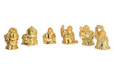 Load image into Gallery viewer, JaipurCrafts Set of 6pc Laughing Buddha Fengshui Golden Figurine for Wealth &amp; Prosperity (4 * 2.5 * 6 cms, Golden)