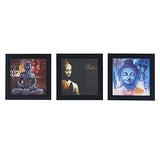 Load image into Gallery viewer, JaipurCrafts Gautam Buddha Set of 3 Framed UV Digital Reprint Painting (Wood, Synthetic, 26 cm x 76 cm)