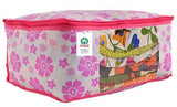 Load image into Gallery viewer, JaipurCrafts 6 Pieces Flower Print Non Woven Saree Cover Set, Pink (45 x 35 x 21 cm)