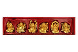 Load image into Gallery viewer, JaipurCrafts Set of 6pc Laughing Buddha Fengshui Golden Figurine for Wealth &amp; Prosperity (4 * 2.5 * 6 cms, Golden)