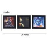 Load image into Gallery viewer, JaipurCrafts Gautam Buddha Set of 3 Framed UV Digital Reprint Painting (Wood, Synthetic, 26 cm x 76 cm)