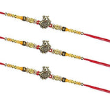 Load image into Gallery viewer, Webelkart Combo Of 3 Rakhi For Brother, Bhaiya, kids and Bhabhi with Beautiful Rakshabandhan Greetings Card/Bhabhi Lumba Rakhi/Krishna Rakhi/Rakhi Gifts