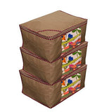 Load image into Gallery viewer, JaipurCrafts 3 Pieces Non Woven Saree Cover Set, Beige (45 x 35 x 22 cm) JaipurCrafts