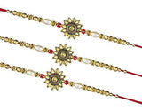 Load image into Gallery viewer, Webelkart Combo Of 3 Rakhi For Brother, Bhaiya, kids and Bhabhi with Beautiful Rakshabandhan Greetings Card/Bhabhi Lumba Rakhi/Krishna Rakhi/Rakhi Gifts