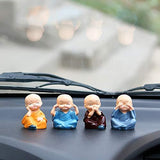 Load image into Gallery viewer, JaipurCrafts Car Ornament, Kung Fu Cartoon Little Monk Doll Decoration Auto Dashboard Car Toy, 4 Pcs/Set