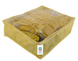 Load image into Gallery viewer, JaipurCrafts 6 Pieces Flower Print Non Woven Saree Cover Set, Gold (45 x 35 x 23 cm)