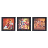 Load image into Gallery viewer, JaipurCrafts Village Scene Set of 3 Framed UV Digital Reprint Painting (Wood, Synthetic, 26 cm x 76 cm) JaipurCrafts